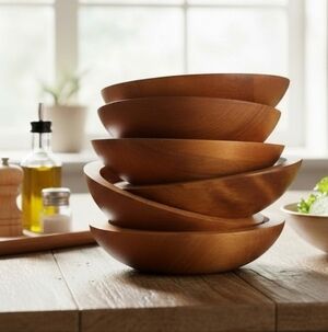 Vintage Baribocraft Hand Carved Wooden Bowl Set